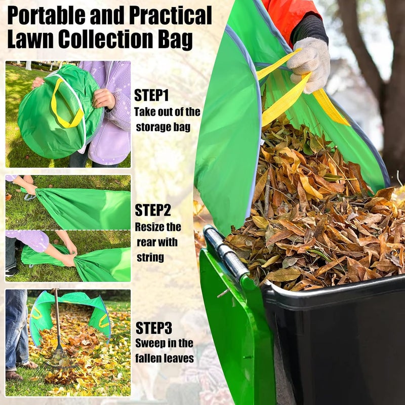 UQM Leaf Collector,Extra Large Portable Pop Up Leaf Bags, Foldable Leaf Pick Up Tools, Reusable Yard Garden Bags for Leaves Lawn Trash - Image 5